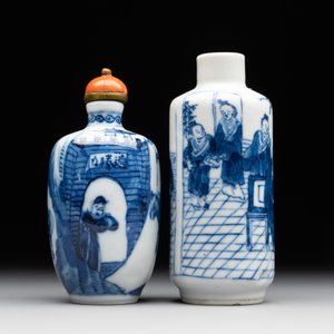 Two Chinese blue and white snuff bottles, Yongzheng mark, 18/19th C. — photo 4