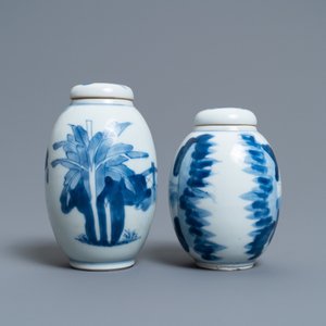 Two Chinese blue and white tea caddies and covers, Kangxi — 照片 3