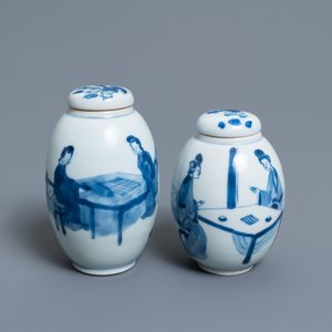 Two Chinese blue and white tea caddies and covers, Kangxi — 照片 5