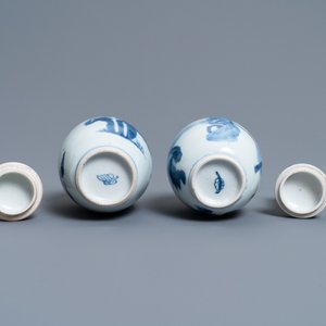 Two Chinese blue and white tea caddies and covers, Kangxi — 照片 7