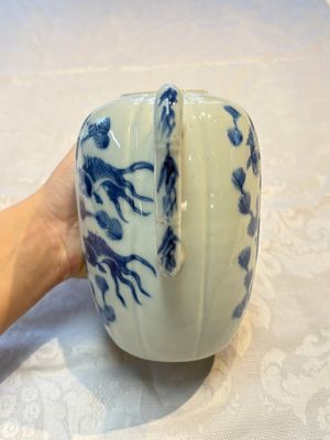 Two Chinese blue and white teapots and covers depicting goldfish and 'Wu Lao Guan Taiji 五老觀太極', Daoguang mark, 19th C. — photo 15