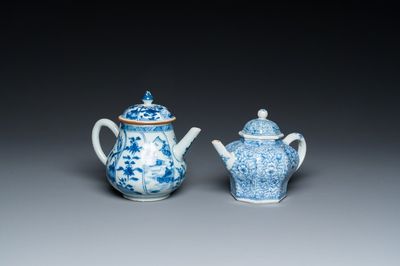 Two Chinese blue and white teapots and covers, Kangxi