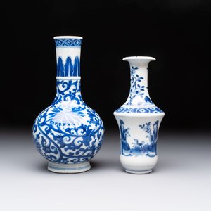 Two Chinese blue and white vases, a covered jar and a brush pot, Kangxi and later — 照片 2