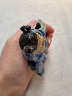 Two Chinese blue, white and celadon biscuit 'Shoulao' and 'Zhongli Quan' water droppers, Qianlong — photo 11