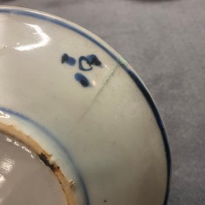 Two Chinese blue, white and copper-red 'fish' plates, Transitional period — photo 12