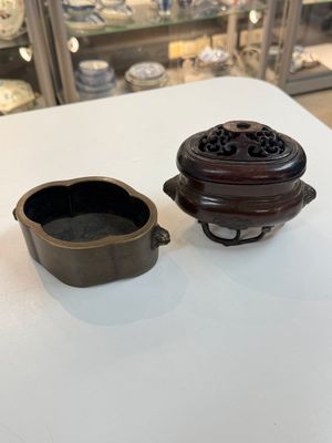 Two Chinese bronze censers, one with a wooden cover,  Ti An 惕庵 mark, 19th C. — photo 2