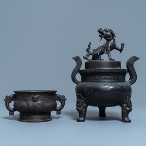 Two Chinese bronze censers, Qing — 照片 2