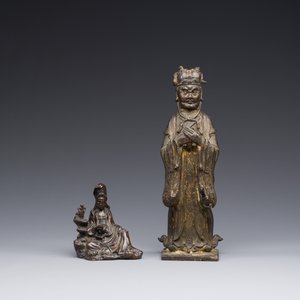 Two Chinese bronze figures of Wenchang and Guanyin, Ming — 照片 2