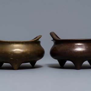Two Chinese bronze tripod censers, Xuande marks, 19th C. — 照片 4