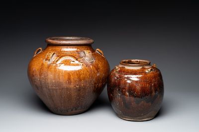 Two Chinese brown-glazed jars, Ming