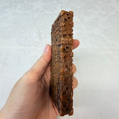 Two Chinese Canton carved wooden card cases and covers — photo 5