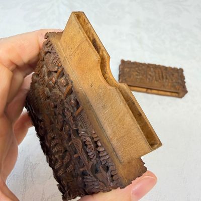 Two Chinese Canton carved wooden card cases and covers — photo 7