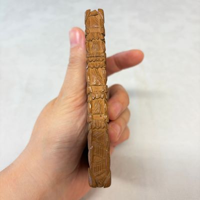 Two Chinese Canton carved wooden card cases and covers — photo 14