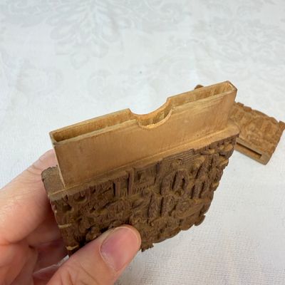 Two Chinese Canton carved wooden card cases and covers — photo 16