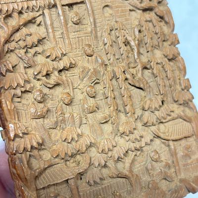 Two Chinese Canton carved wooden card cases and covers — photo 21