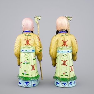 Twee figuren van Shou Lao in Canton emaille, 18/19e eeuw — foto 4