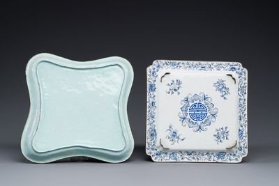 Two Chinese Canton enamel square trays with narrative design, Shou 壽 mark, 18/19th C. — 照片 2