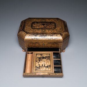 Two Chinese Canton famille rose bowls, a vase and a gilt-lacquered box, Qianlong and later — 照片 16