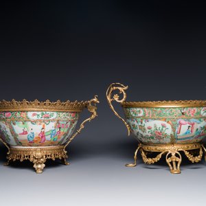 Two Chinese Canton famille rose bowls with gilt bronze mounts, 19th C. — 照片 2