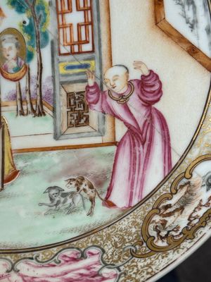 Two Chinese Canton famille rose 'mandarin subject' plates and a saucer, Qianlong — 照片 22