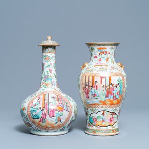 Two Chinese Canton famille rose vases, 19th C. — photo 1