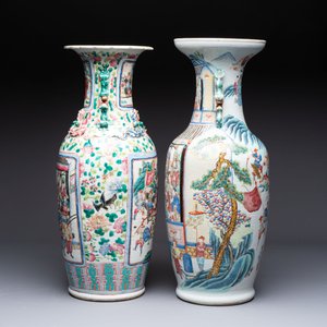 Two Chinese Canton famille rose vases with narrative design, 19th C. — photo 2