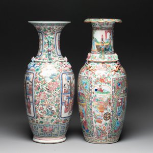 Two Chinese Canton famille rose vases with narrative design, 19th C. — photo 2