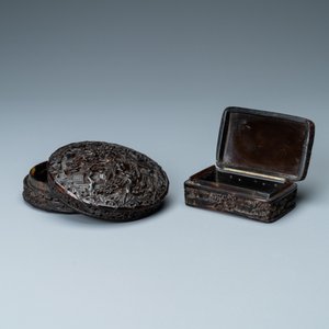 Two Chinese Canton tortoise veneer covered boxes, 19th C. — 照片 2
