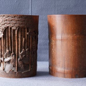 Two Chinese carved bamboo brush pots, 18/19th C. — 照片 40