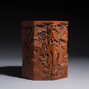 Two Chinese carved bamboo brushpots, 19/20th C. — photo 10