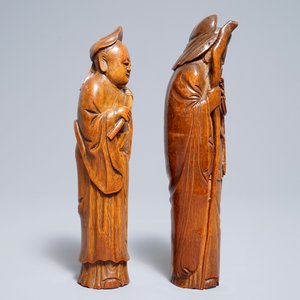 Two Chinese carved bamboo figures, 19th C. — photo 3
