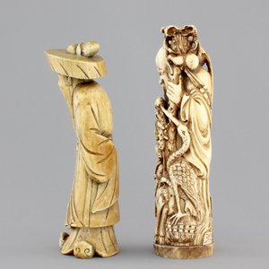 Two Chinese carved ivory figures, one of Shou Lao, 19th C. — photo 3