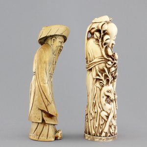 Two Chinese carved ivory figures, one of Shou Lao, 19th C. — photo 4