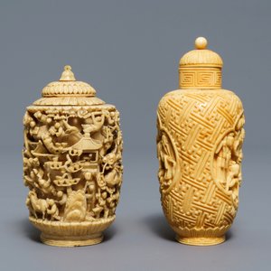 Two Chinese carved ivory snuff bottles, 19th C. — photo 2