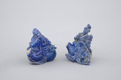 Two Chinese carved Lapis lazuli snuff bottles, 19th C.