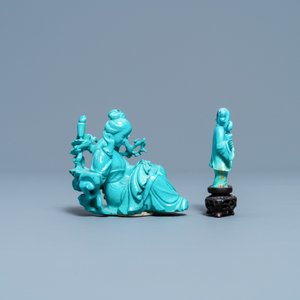 Two Chinese carved turquoise figures, 19/20th C. — 照片 5
