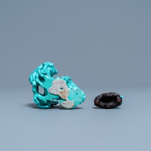 Two Chinese carved turquoise figures, 19/20th C. — 照片 7
