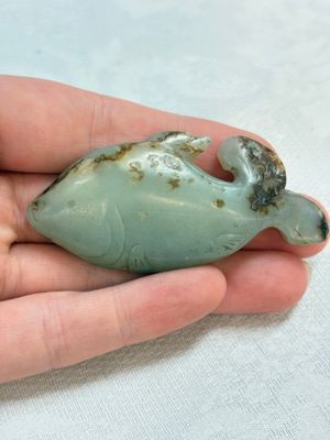 Two Chinese celadon, white and russet jade carvings, 18/19th C. — photo 9