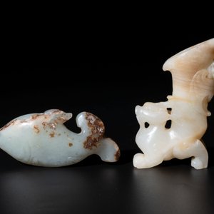 Two Chinese celadon, white and russet jade carvings, 18/19th C. — photo 3