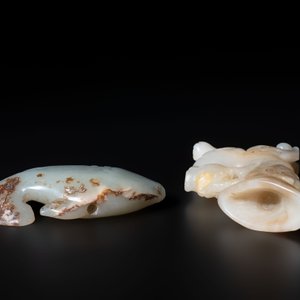 Two Chinese celadon, white and russet jade carvings, 18/19th C. — photo 5