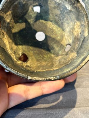 Two Chinese Chinese bronze cylindrical incense stick holders and a covered censer, Yuan/Ming and Qing — photo 36