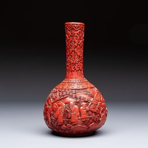 Two Chinese cinnabar lacquer covered boxes and a bottle vase, 19th C. — photo 2