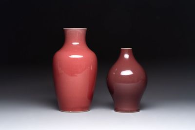 Two Chinese copper-red-glazed vases, 18th C.