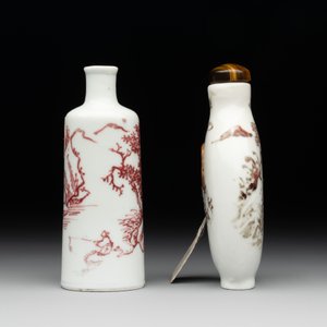 Two Chinese copper-red snuff bottles with landscape design, Chenghua mark, 19th C. — 照片 4