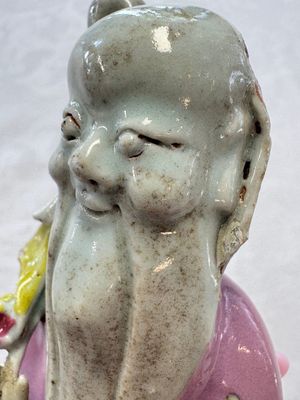 Two Chinese Dehua blanc-de-Chine Buddhist lions, three famille rose figures, and a white-glazed group, Kangxi and later — photo 35