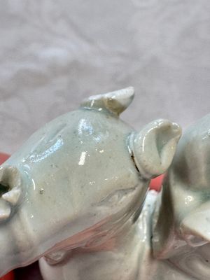 Two Chinese Dehua blanc-de-Chine Buddhist lions, three famille rose figures, and a white-glazed group, Kangxi and later — photo 64