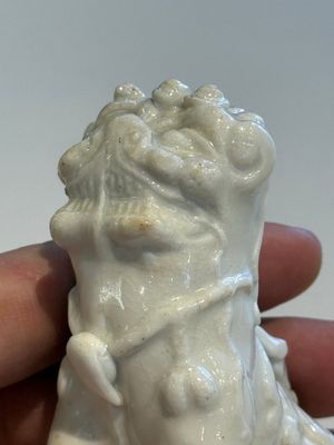 Two Chinese Dehua blanc de Chine figures of Guanyin and Shoulao and a pair of Buddhist lions, He Chaozong 何朝宗 mark, 18/19th C. — photo 28