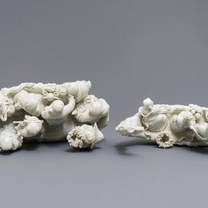 Two Chinese Dehua blanc de Chine groups with immortals on log boats, 19th C. — 照片 7