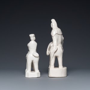 Two Chinese Dehua blanc de Chine sculptures of Guanyin and a Sogdian merchant on an elephant, Kangxi — 照片 3