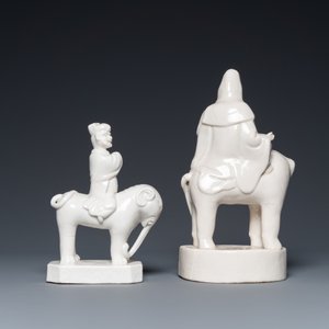 Two Chinese Dehua blanc de Chine sculptures of Guanyin and a Sogdian merchant on an elephant, Kangxi — 照片 4